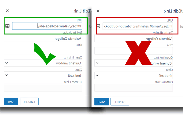 Safe Links and Non-Safe Links Example